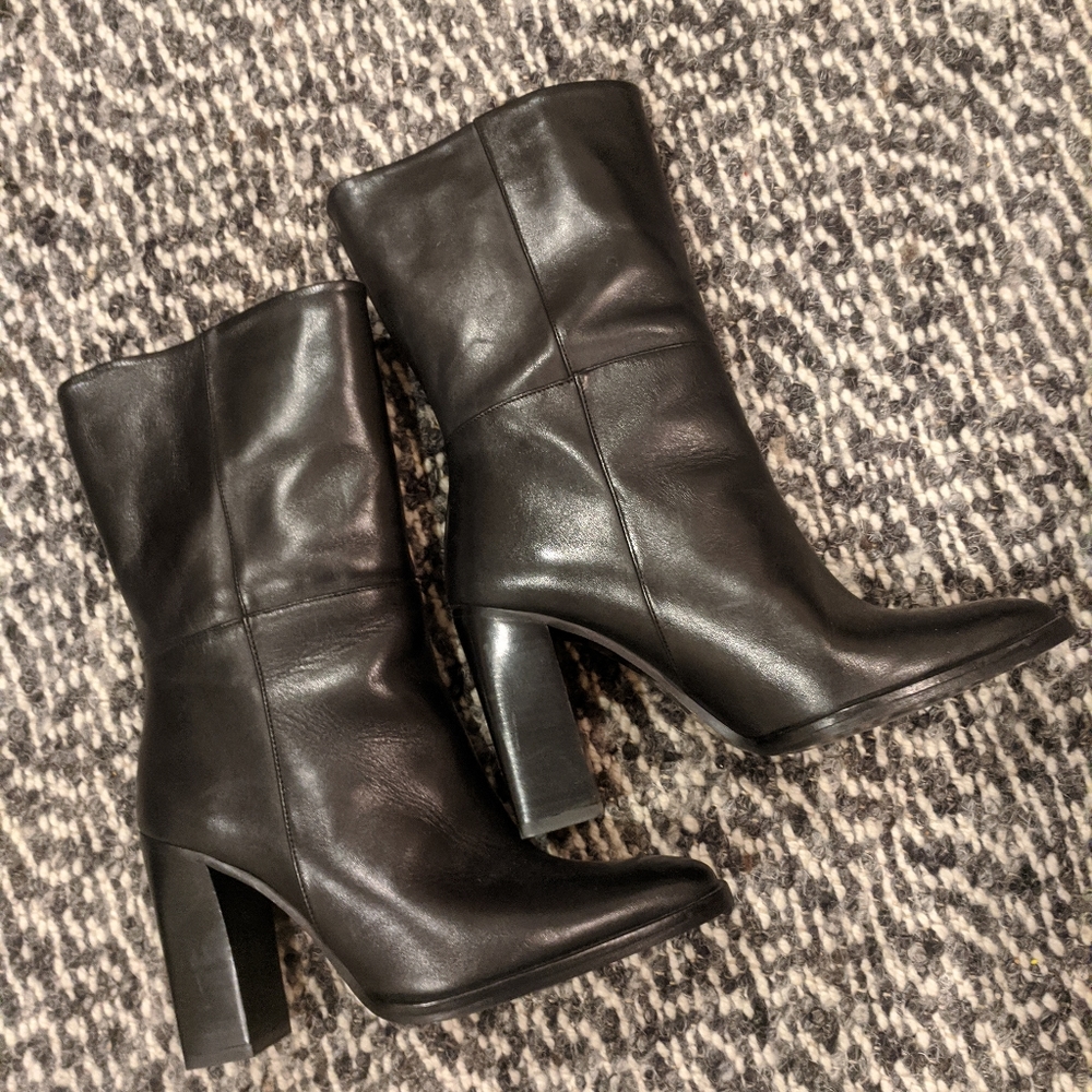 Black leather boots